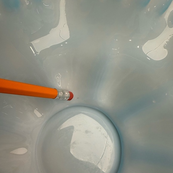 Vintage Bride's Basket Blue Fenton Ruffled Edges Bowl with Metal Holder - Picture 16 of 17